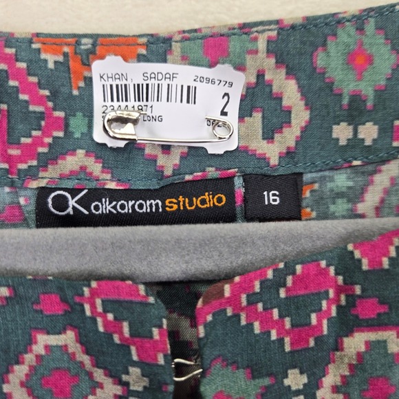 Alkaram Studio Womens Kurta 16 Semi‎ Sheer Bohemian Geometric Asia Traditional - Picture 2 of 8